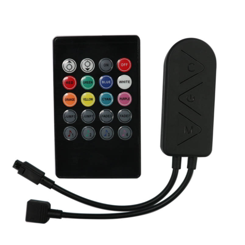 DC12V/24V RGB Bluetooth Music Smartphone APP 3 Key LED Light Controller, 20 Key IR Remote Control
